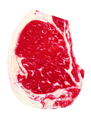 Cut of beef showing slightly abundant marbling.