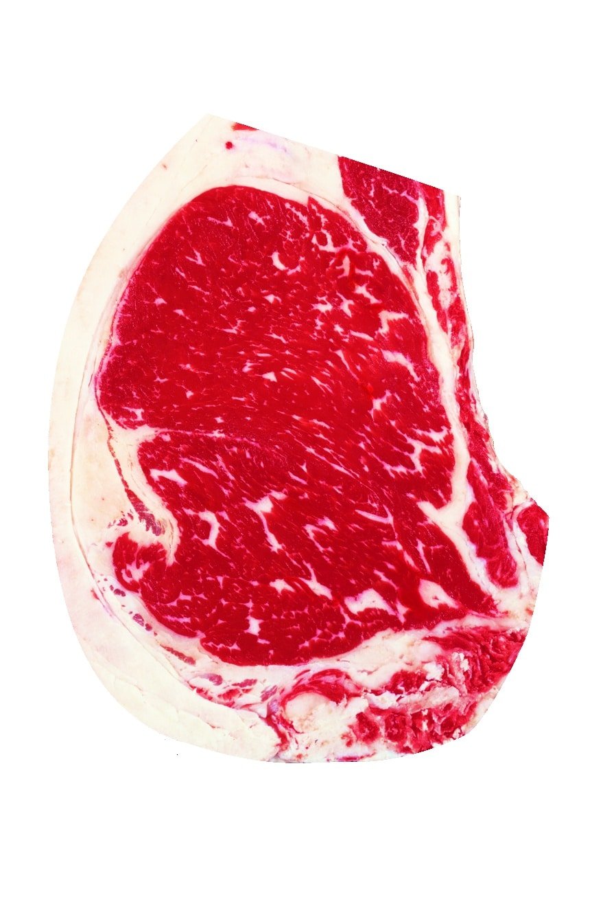 Cut of beef showing slightly abundant marbling.