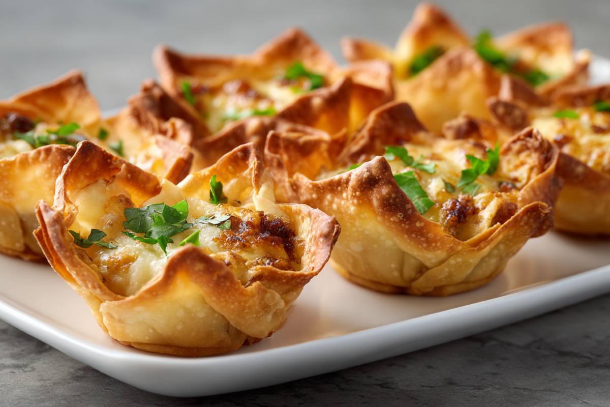 crispy wonton cups filled with ingredients