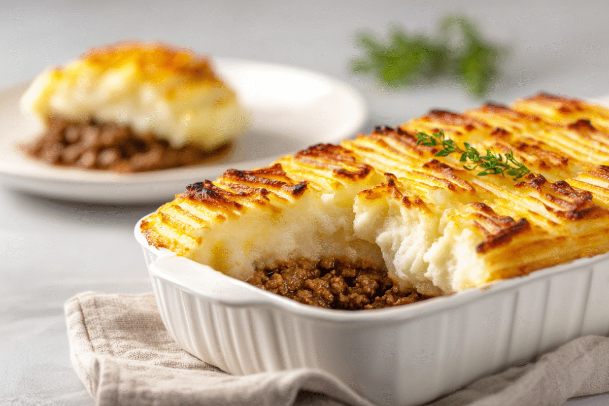 shepherd’s pie with browned potato peaks