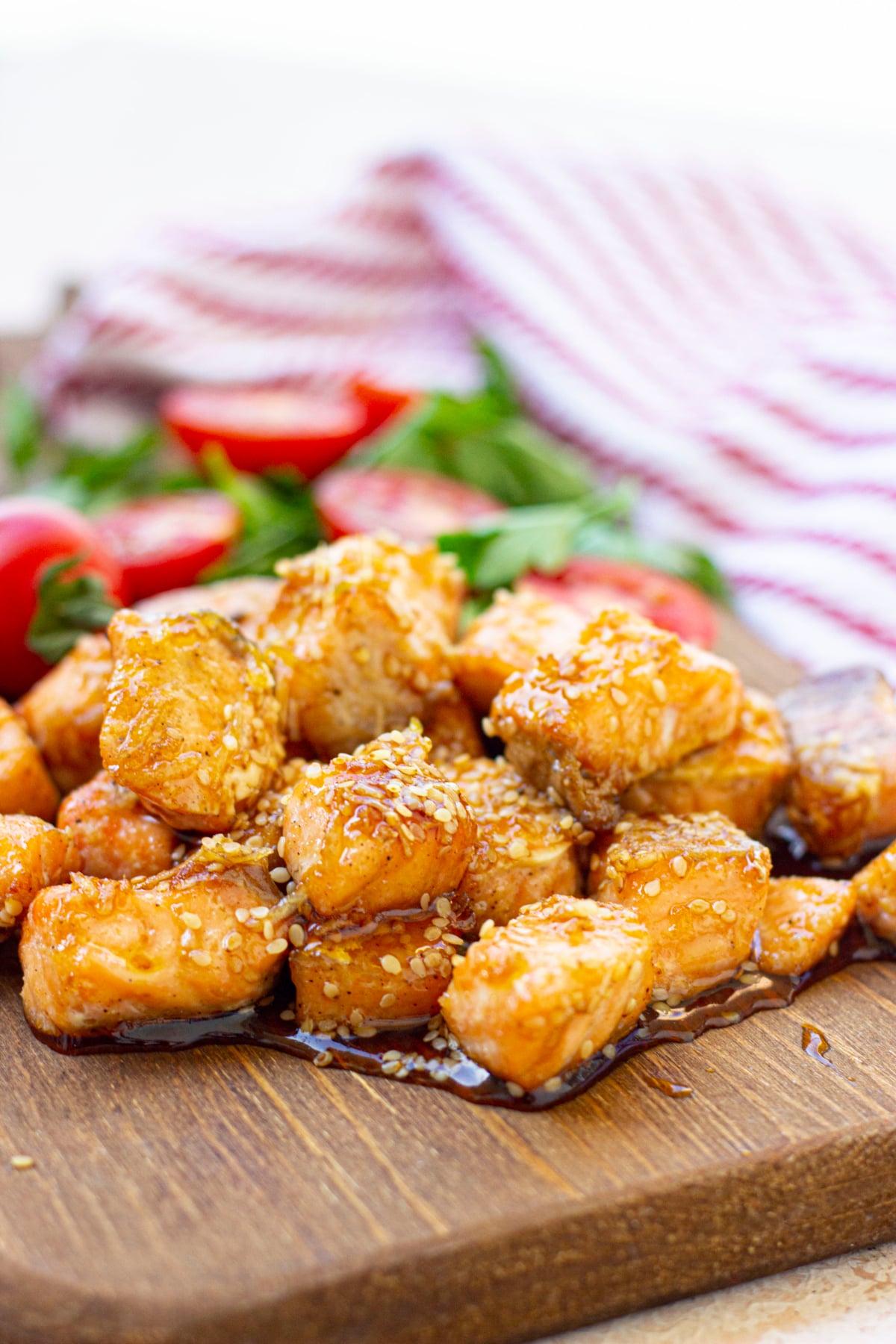 air fryer salmon bites with golden brown finish
