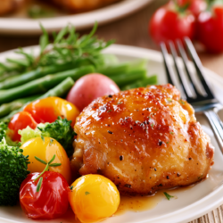 baked boneless chicken thighs with vegetable sides