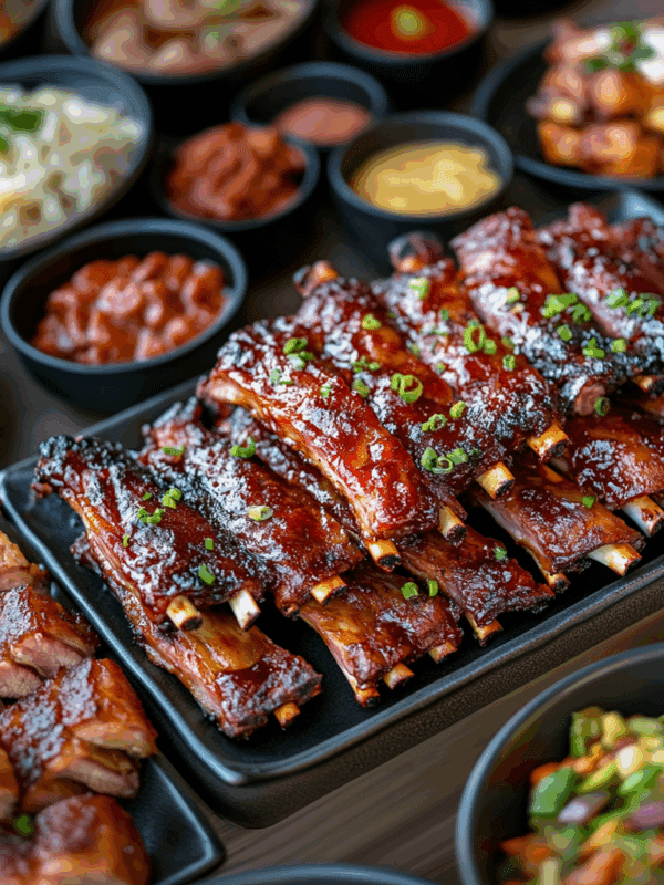 a buffet of bbq ribs