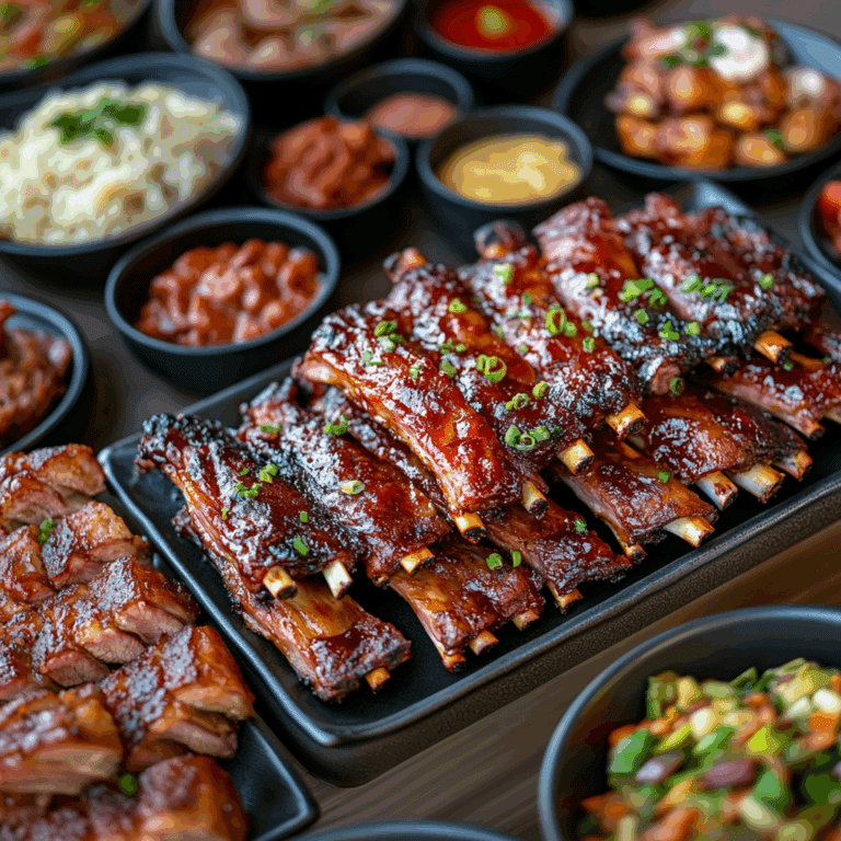 a buffet of bbq ribs