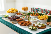 Game Day Appetizer Plan For 8, 12, Or 20 (Shopping List + Timeline) game day appetizer spread set up for super bowl Sunday