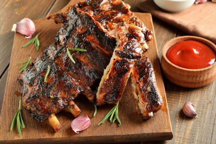 oven baked ribs with dry rub and bbq sauce