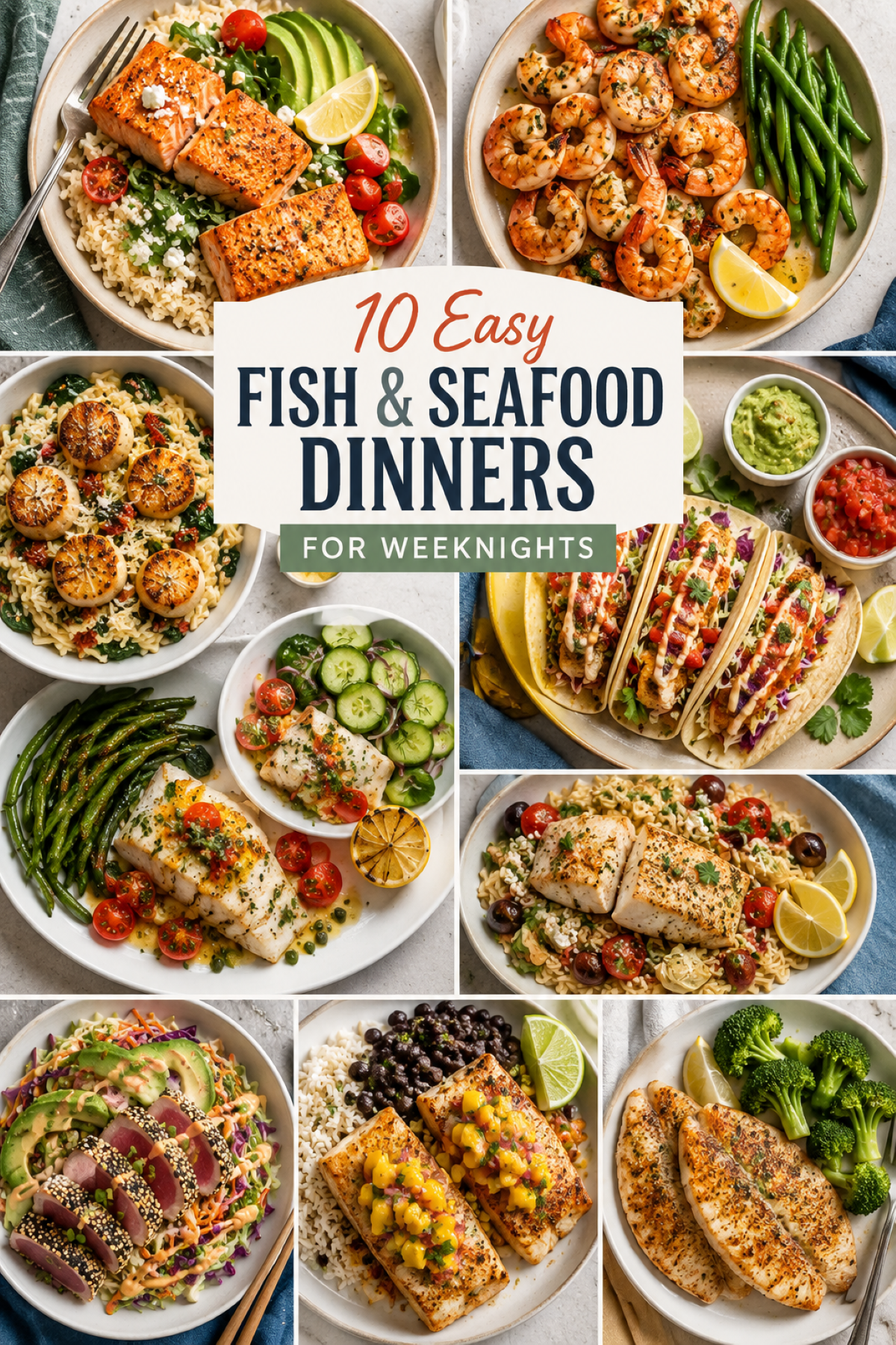 A collection of 10 fish and seafood dinners for easy dinners