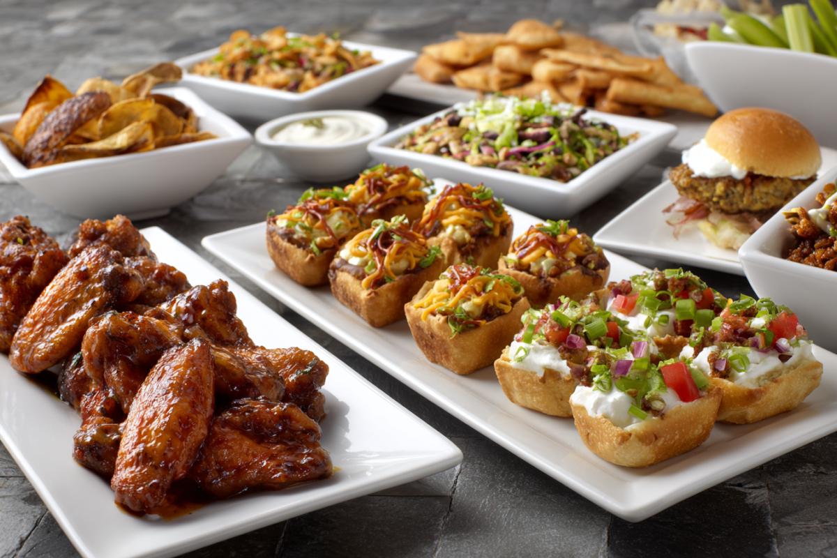 a selection of crispy appetizers featuring some of the 15 appetizers that don't get soggy