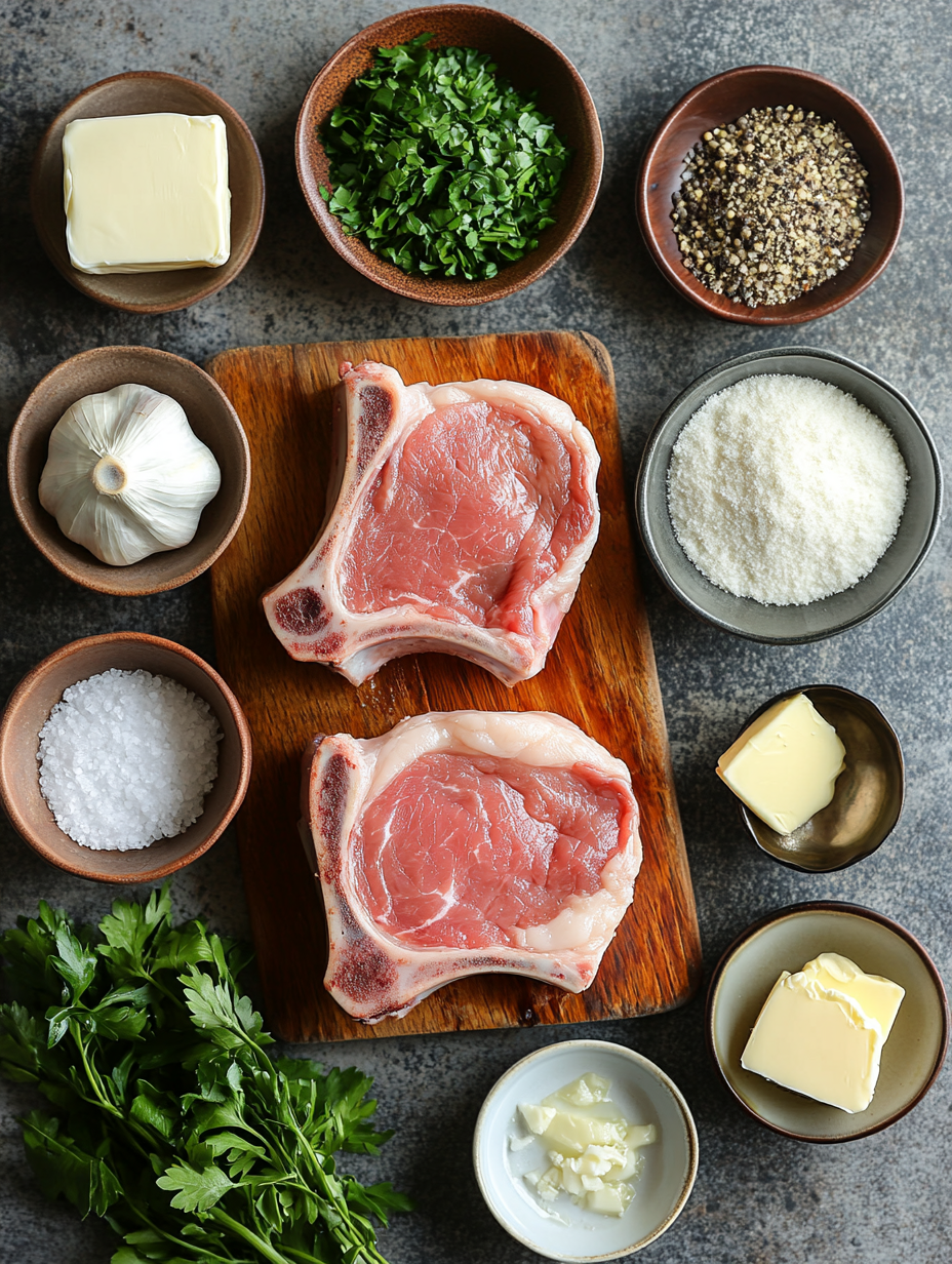 prep set up for skillet pork chops