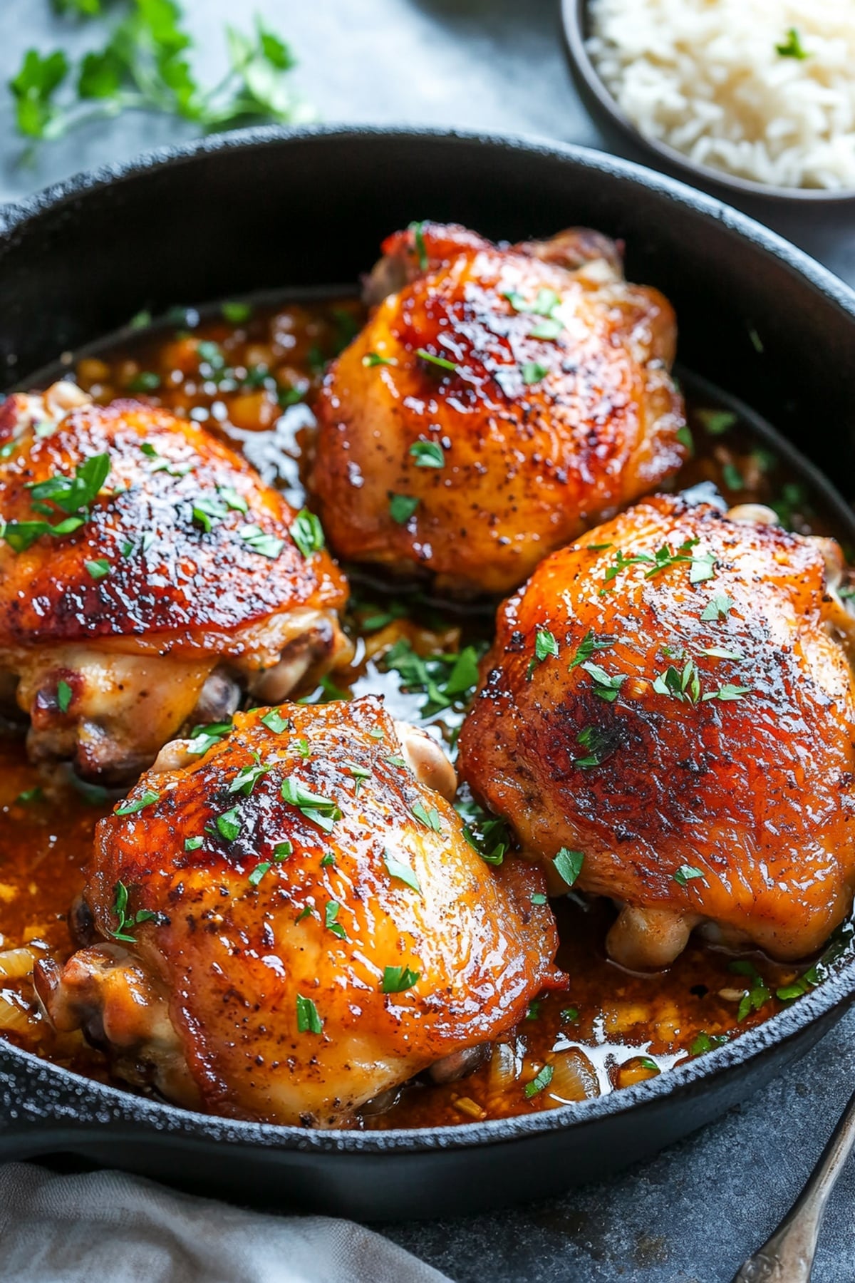 Crispy Gochujang Chicken Thighs with Pan Sauce