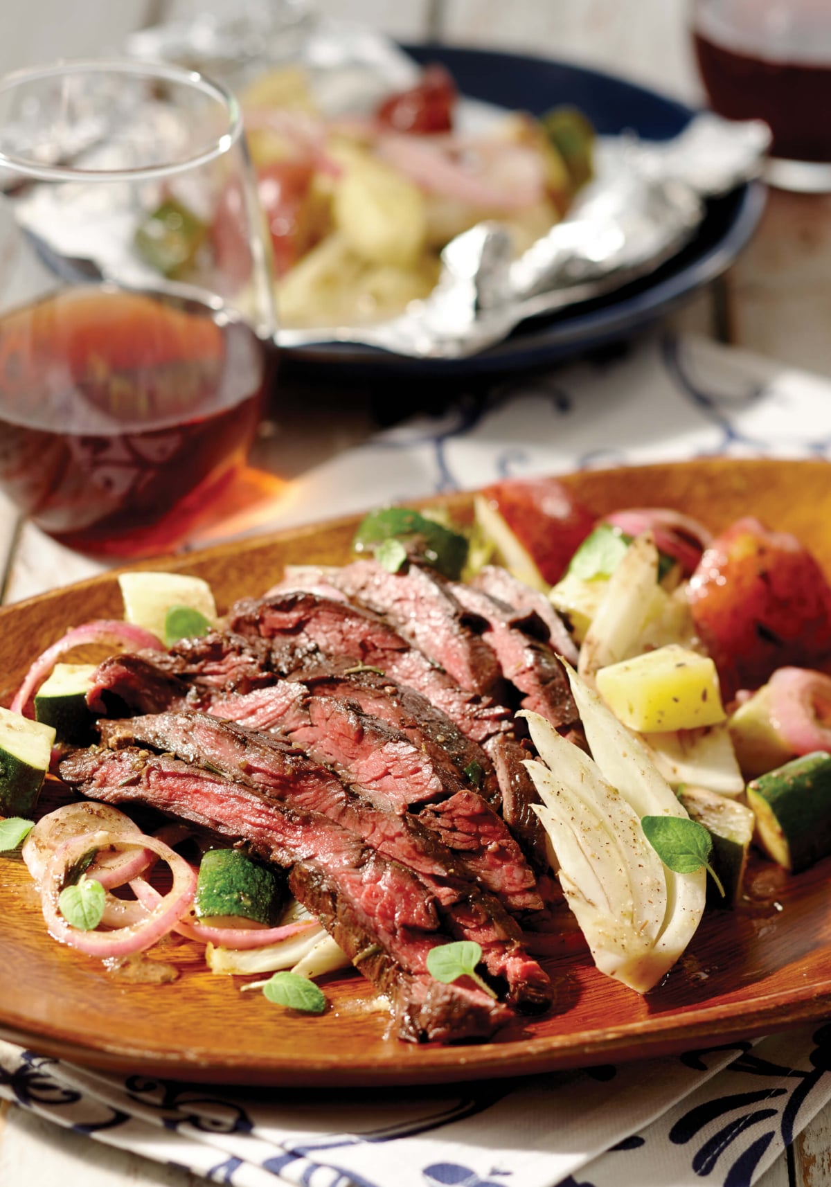 Grilled Skirt Steak with Grilled Vegetables is easily prepared in foil packets