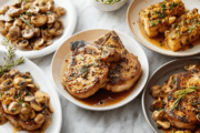 multiple dishes of different potk chops recipes for dinner