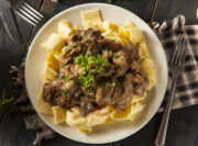 Instant Pot Beef Stroganoff With Tender Chuck and a Rich Sauce Instant Pot beef stroganoff over buttered egg noodles