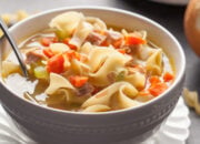 Instant Pot chicken noodle soup closeup