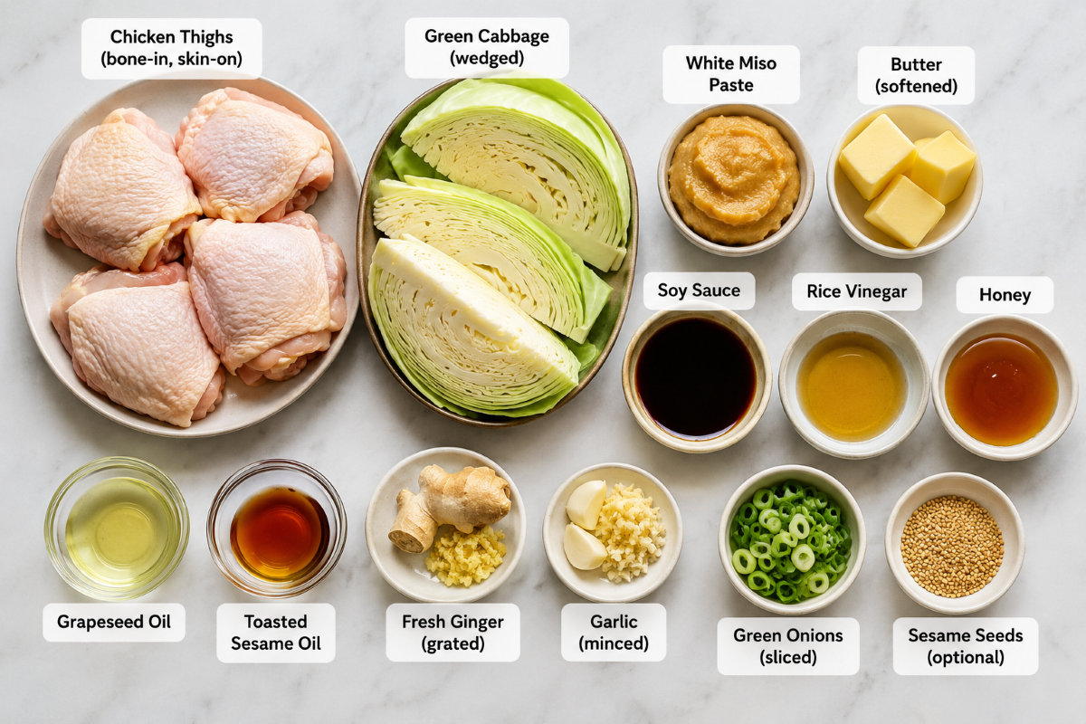 miso chicken and cabbage ingredients