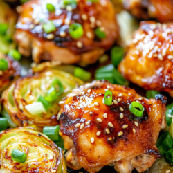 miso glazed chicken and cabbage wedges on a sheet pan