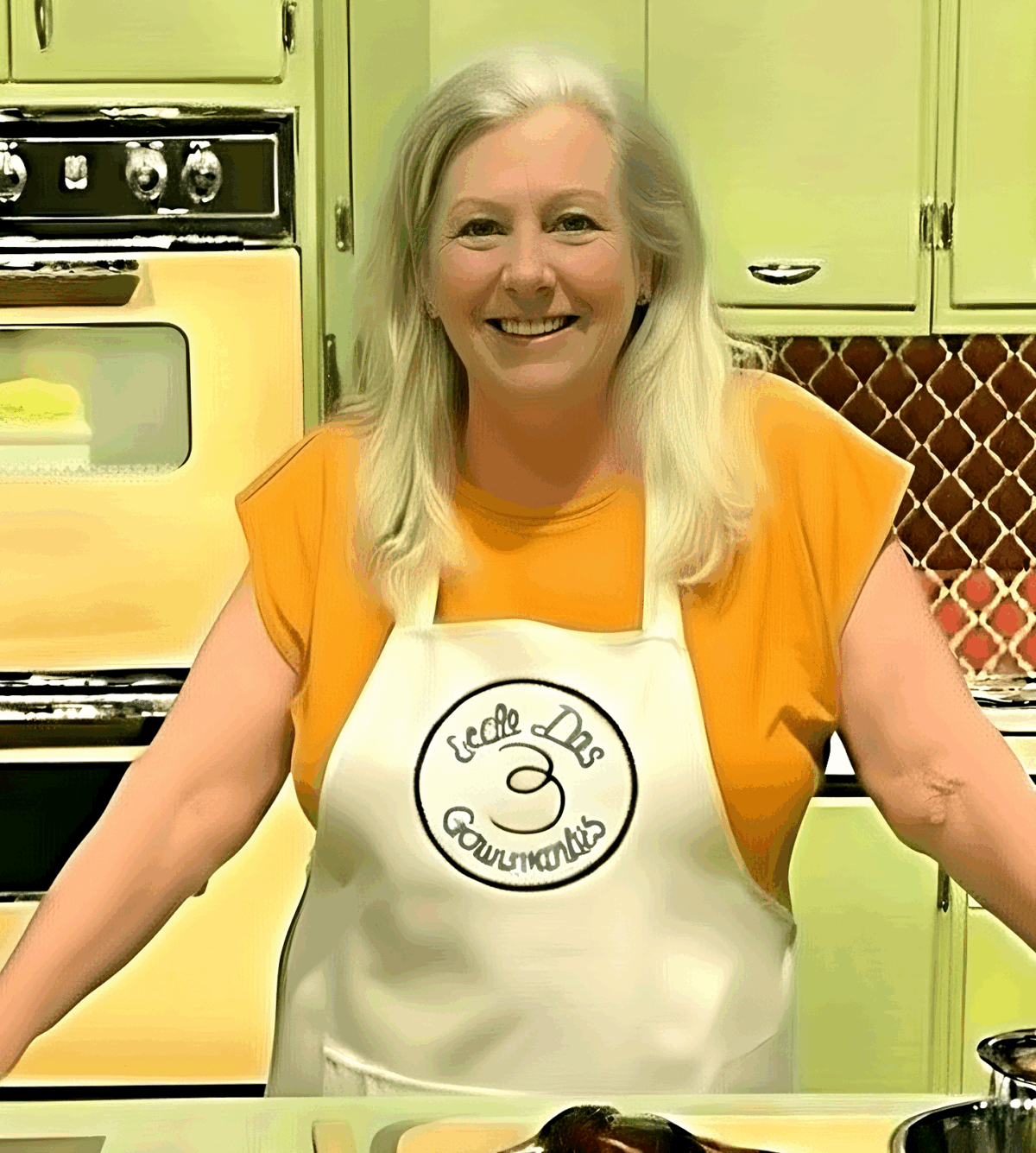 marilyn in julia child's tv kitchen