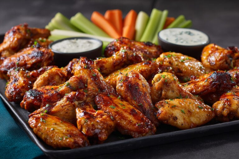 platter of crispy chicken wings