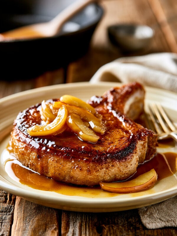 Pan-Seared Pork Chops with Miso Apple Pan Sauce
