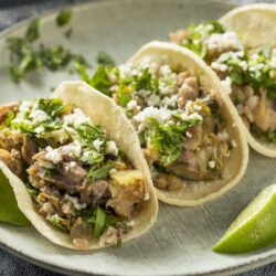 Pork Carnitas sprinkle with cotija and cilantro