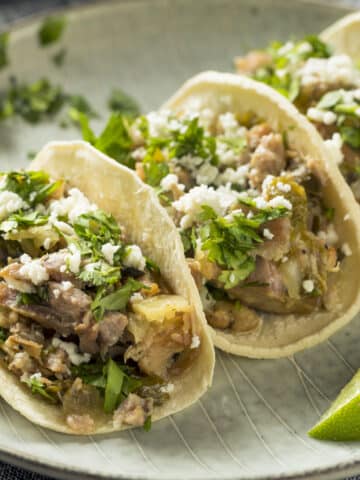 Pork Carnitas sprinkle with cotija and cilantro