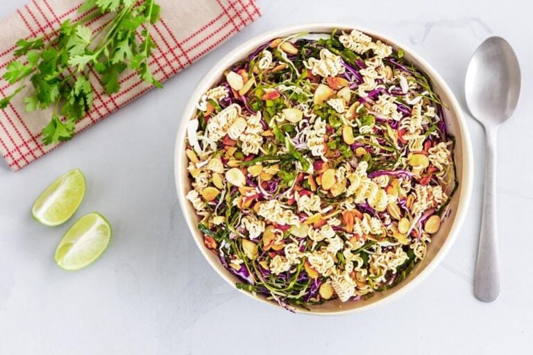 top down view of Chinese ramen slaw