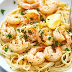 shrimp scampi with miso butter sauce