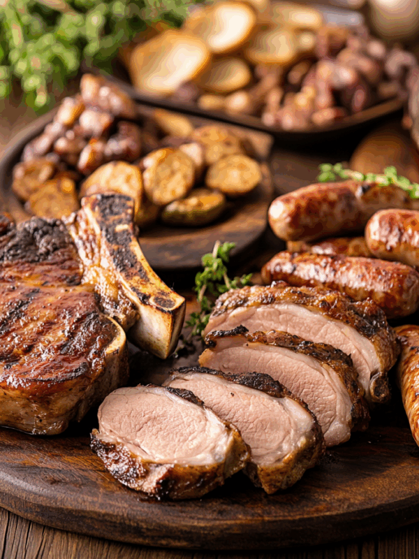 assortment of cooker pork dishes