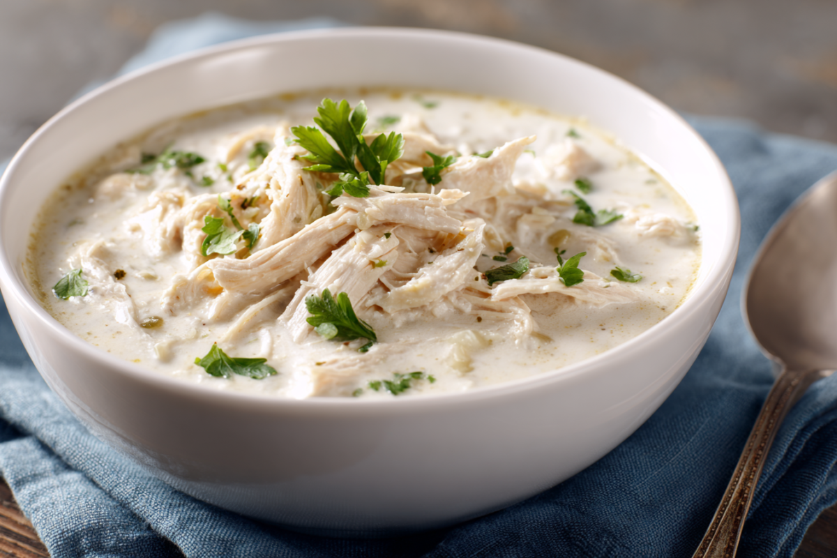white chicken chili in a bowl